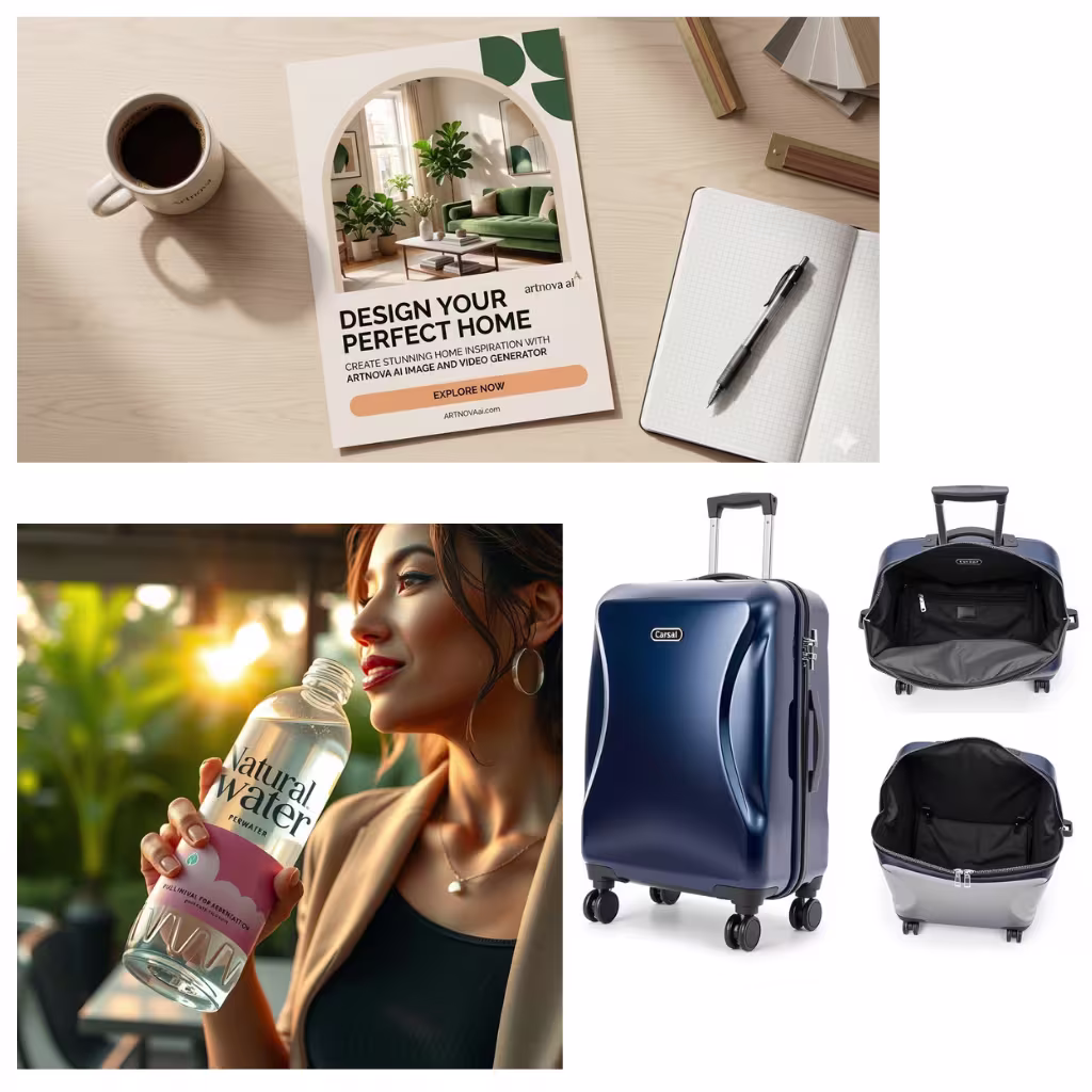 Artnovaai AI-generated Facebook product showcase ad in photorealistic style